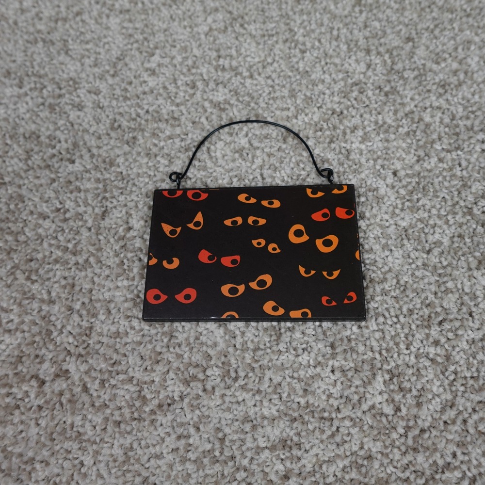 Halloween Knock‎ If You Dare Hanging Sign Orange Black Spooky Decor - Picture 2 of 6